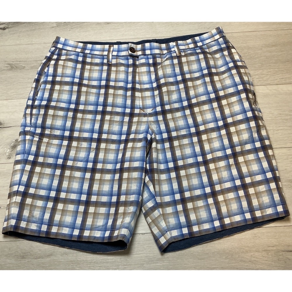 Robert‎ Graham Reversible Plaid Shorts Mens 38 Blue Brown PreLoved